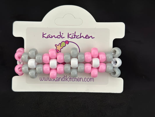 Pink and Gray Flower Cuff