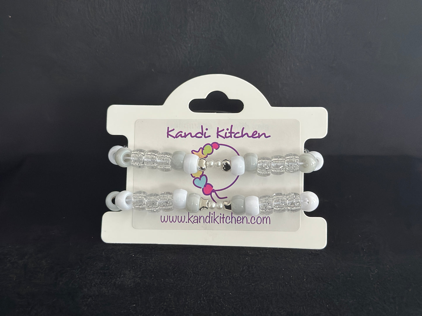 Silver Gray Friendship Kandi Bracelets (2 per set)