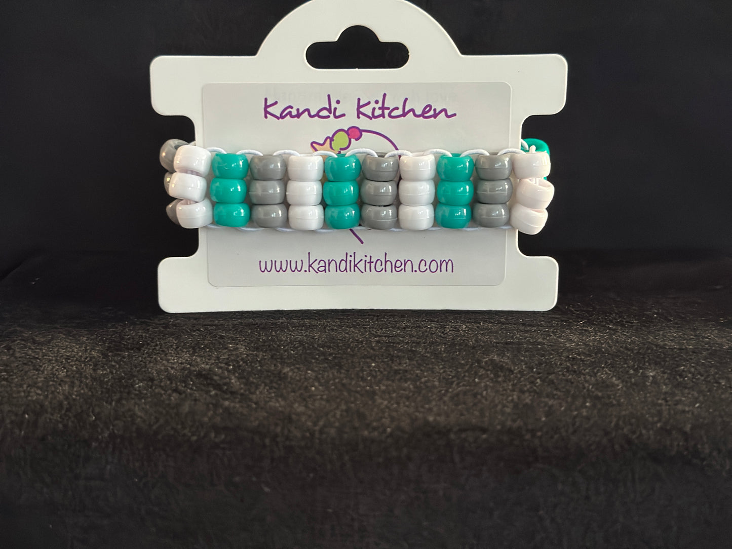 Gray and Teal 3 Row Ladder Cuff