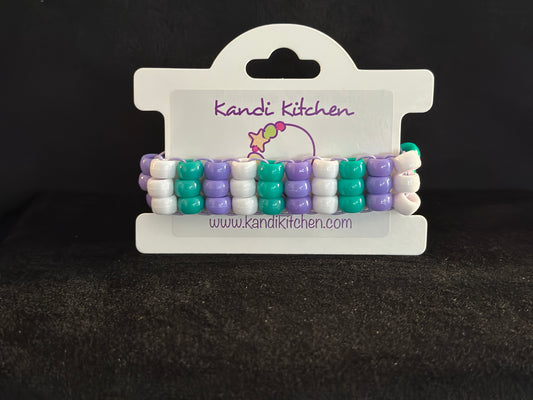 Lavender and Teal 3 Row Ladder Cuff