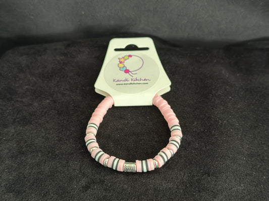 Clay Bead Bracelet - Pink, Black and White