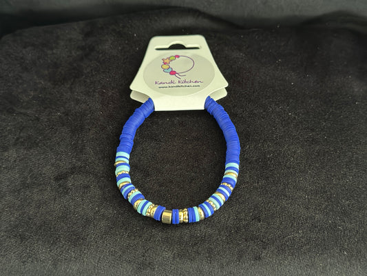 Clay Bead Bracelet - Dark and Light Blue
