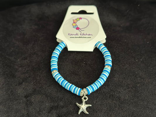 Clay Bead Bracelet - Blues and Starfish