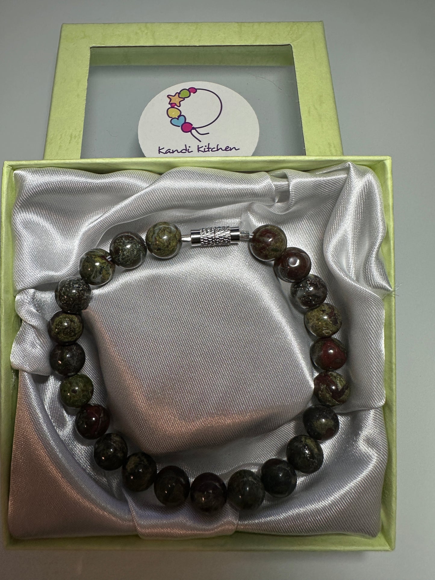 Dragon Blood Jasper 8mm with screw clasp
