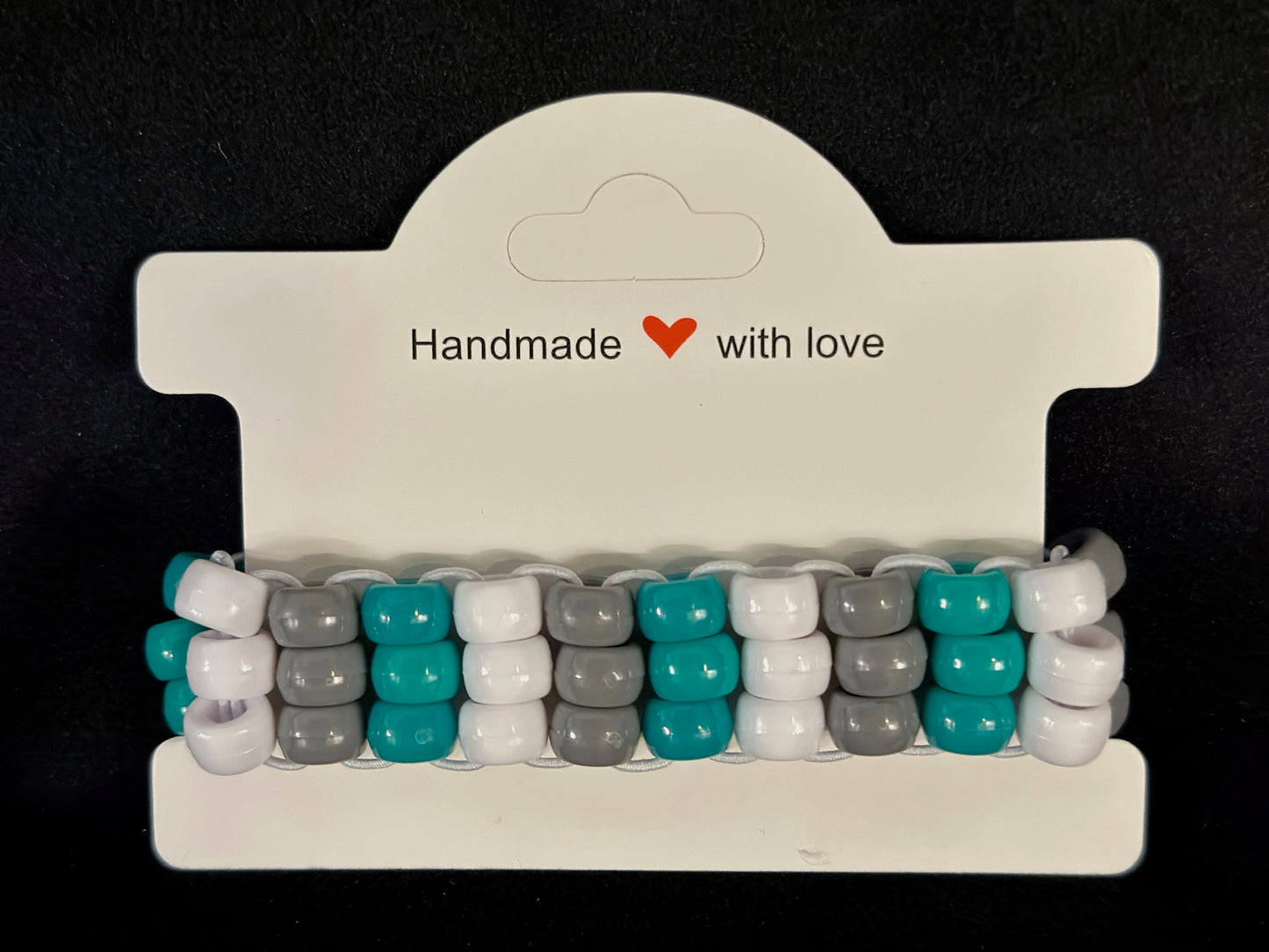 Gray and Teal 3 Row Ladder Cuff