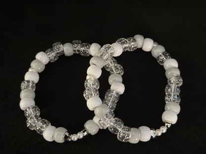 Silver Gray Friendship Kandi Bracelets (2 per set)