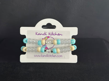 Light Teal Friendship Kandi Bracelets (2 per set)