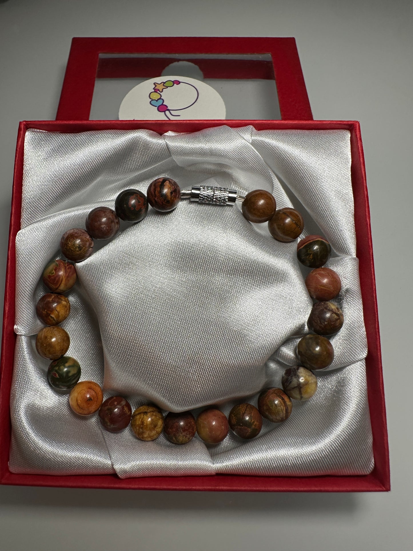 Picasso Jasper 8mm with screw clasp