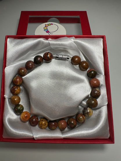 Picasso Jasper 8mm with screw clasp