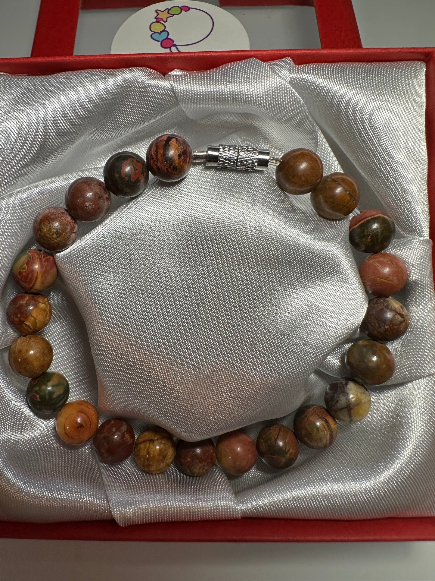 Picasso Jasper 8mm with screw clasp