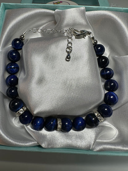 Dyed Blue Tiger's Eye 8mm Bracelet