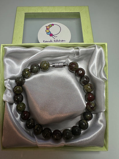 Dragon Blood Jasper 8mm with screw clasp