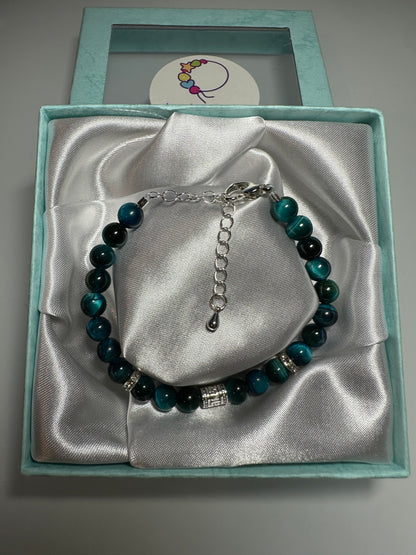 Deep Sky Blue Tiger Eye 6mm Bracelet