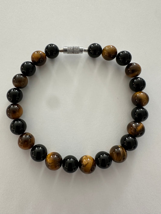 Black Onyx and Tiger Eye Bracelet 8mm