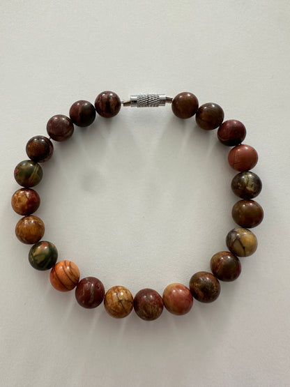 Picasso Jasper 8mm with screw clasp