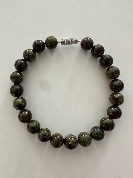 Dragon Blood Jasper 8mm with screw clasp