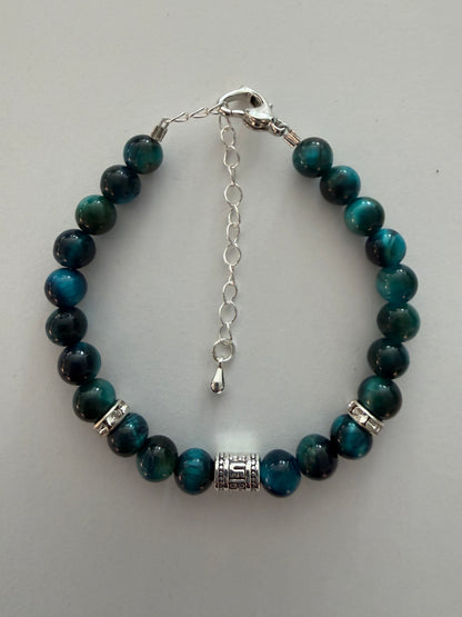 Deep Sky Blue Tiger Eye 6mm Bracelet
